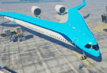 O avião do futuro leva os passageiros nas asas