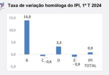 Índice de Produção Industrial regista variação homóloga de 0,9% no primeiro trimestre de 2024